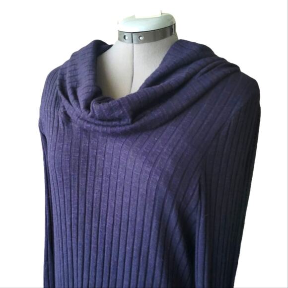 Michael Stars Jersey Knit Ribbed Sweater Dress Size Large Navy Blue - Picture 2 of 7
